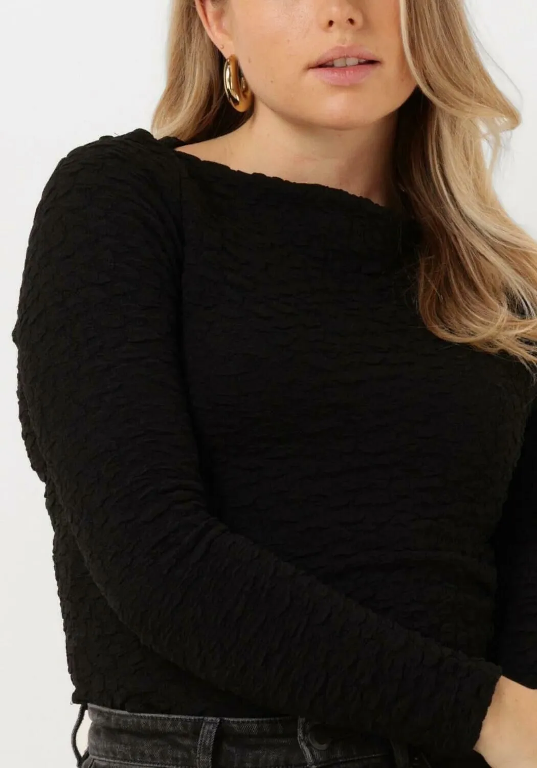 selected femme longsleeves slfsimi ls o-neck top en noir