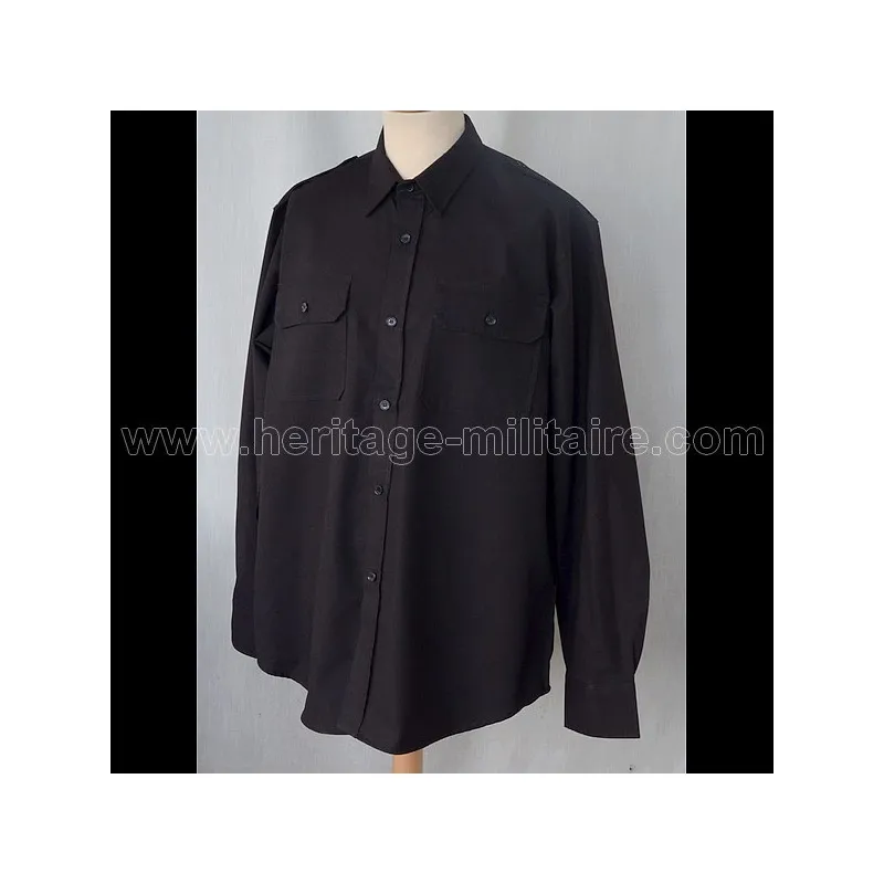 Shirt military 100% cotton Black long sleeve