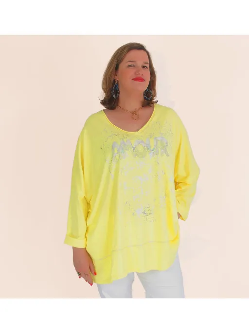 T-shirt  léger été ample FAVOLOSA jaune