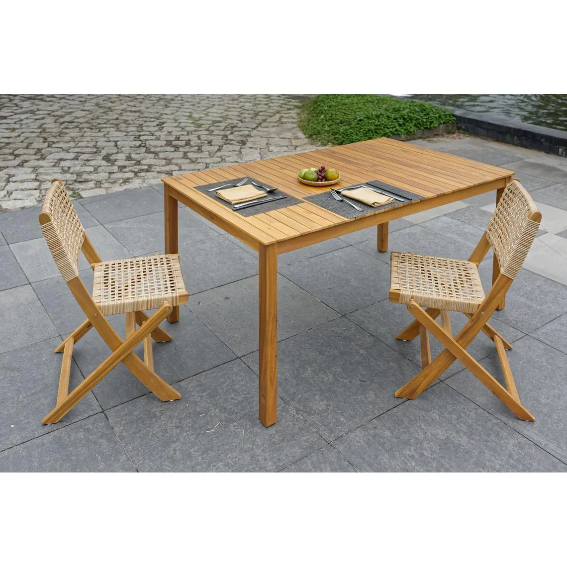 Table à manger intérieur extérieur 6 personnes en acacia Marron | 3 Suisses