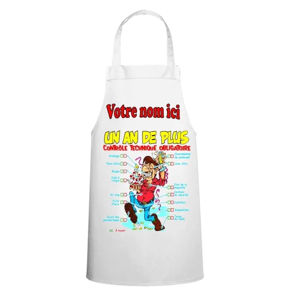 Tablier Anniversaire homme un an de plus personnalisable
