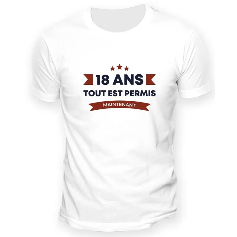 Tee-shirt 18 ans Anniversaire Homme Blanc