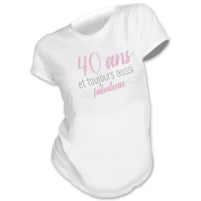 Tee-shirt 40 ans Anniversaire Femme Blanc