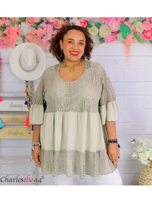 Tunique  en dentelle été NASTIA beige