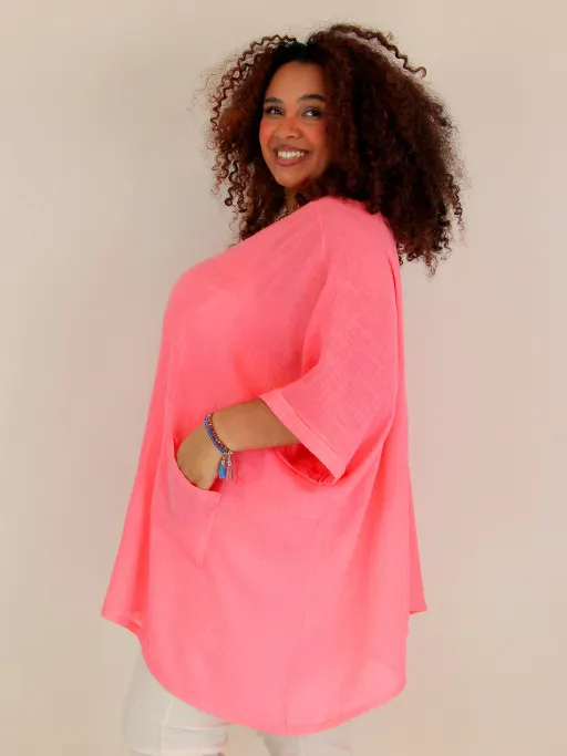 Tunique légère coton tissé oversize IONA été corail
