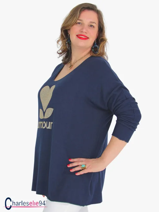 Tunique maille douce été FLAMME marine