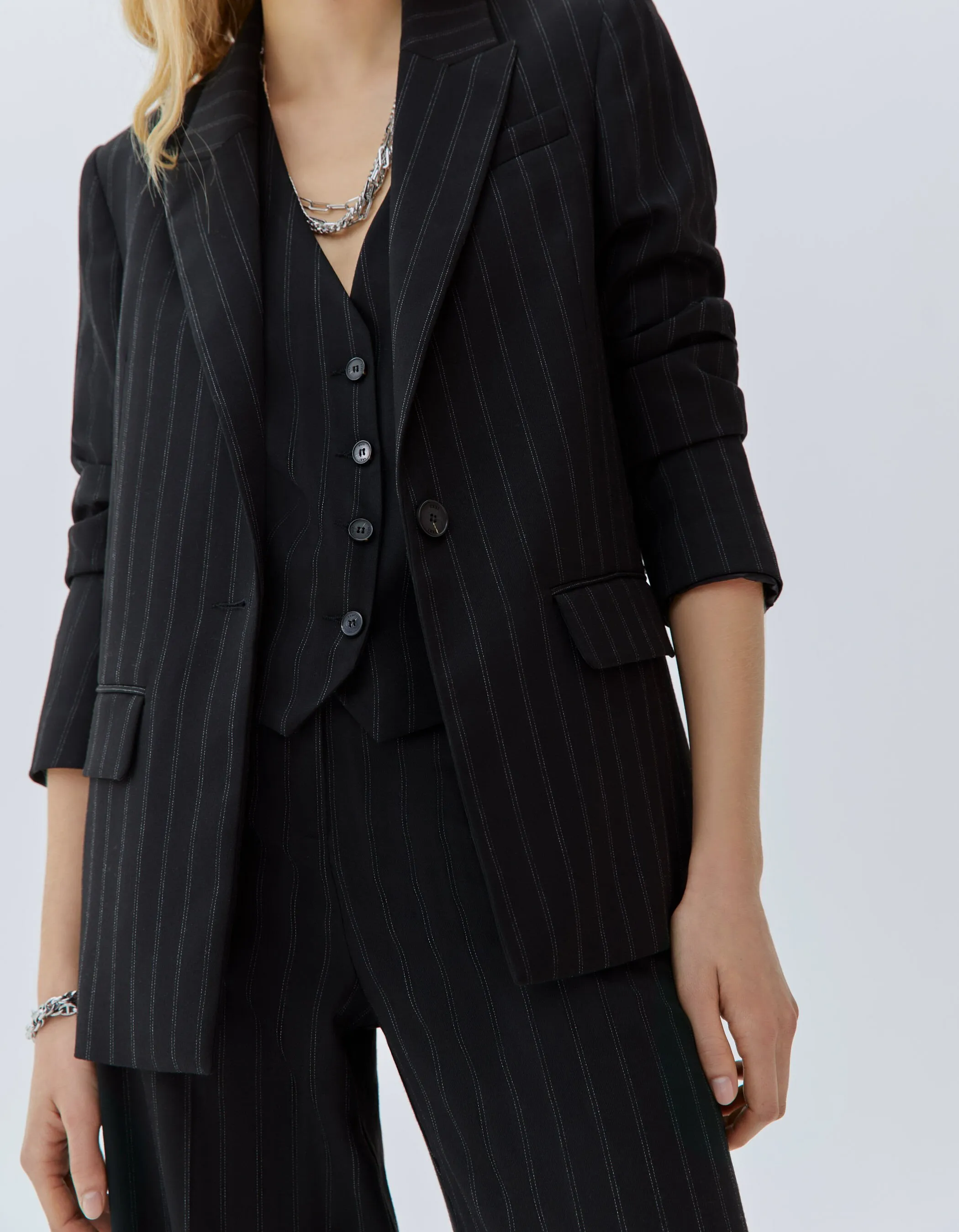 Veste large noire à rayures tennis
