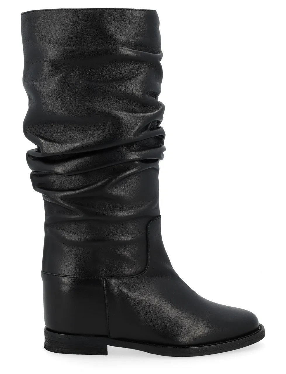 Via Roma 15 Botte bouclée en cuir noir