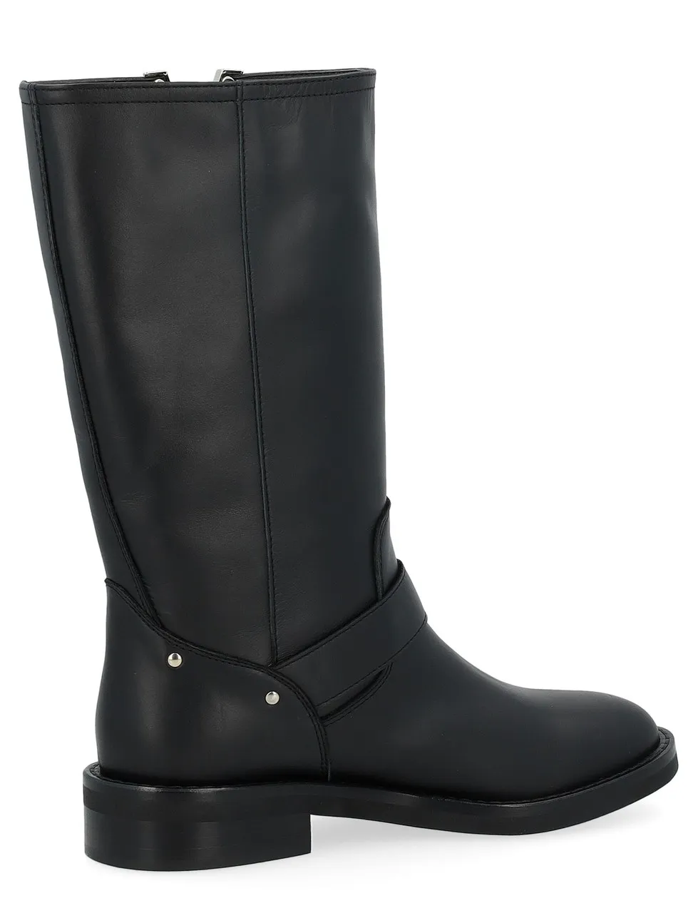Via Roma 15 Botte de motard en cuir noir avec boucles