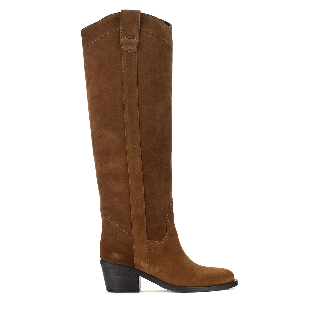 Via Roma 15 Botte texane en daim couleur cuir