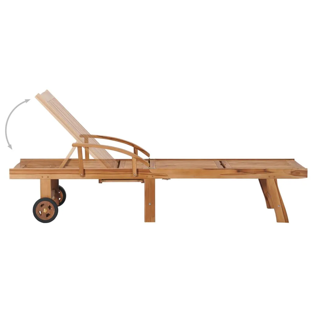 vidaXL Chaise longue avec coussin bleu royal Bois de teck solide | vidaxl-fr