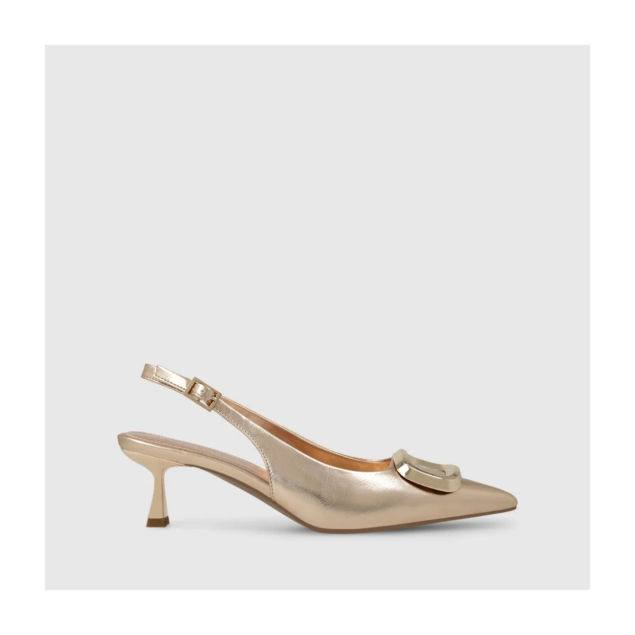 Zapatos de salón destalonados de mujer en piel metalizada de color rosa. I LODI Zapatos de mujer online.