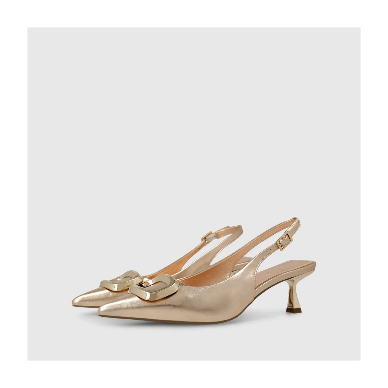 Zapatos de salón destalonados de mujer en piel metalizada de color rosa. I LODI Zapatos de mujer online.